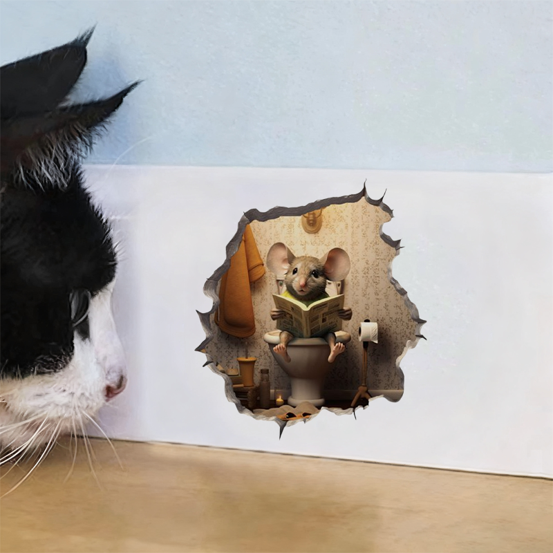 🎁Buy 8 Get 8 Free🐭 Cute Cartoon Mouse Hole Wall Stickers