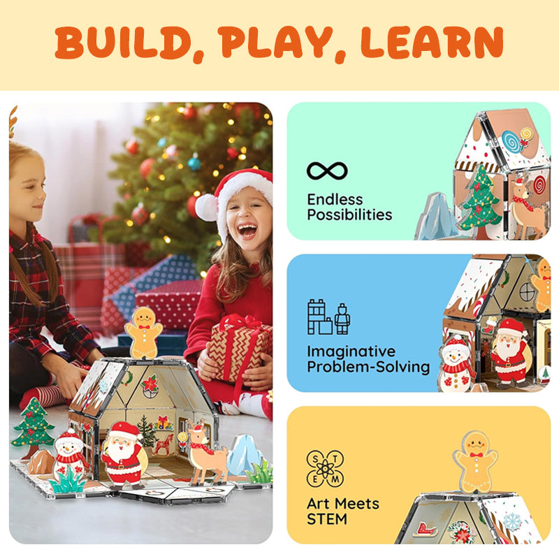 🎄Magnetic Gingerbread House Building Set
