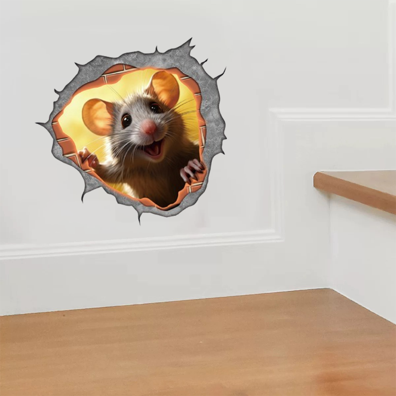 🎁Buy 8 Get 8 Free🐭 Cute Cartoon Mouse Hole Wall Stickers
