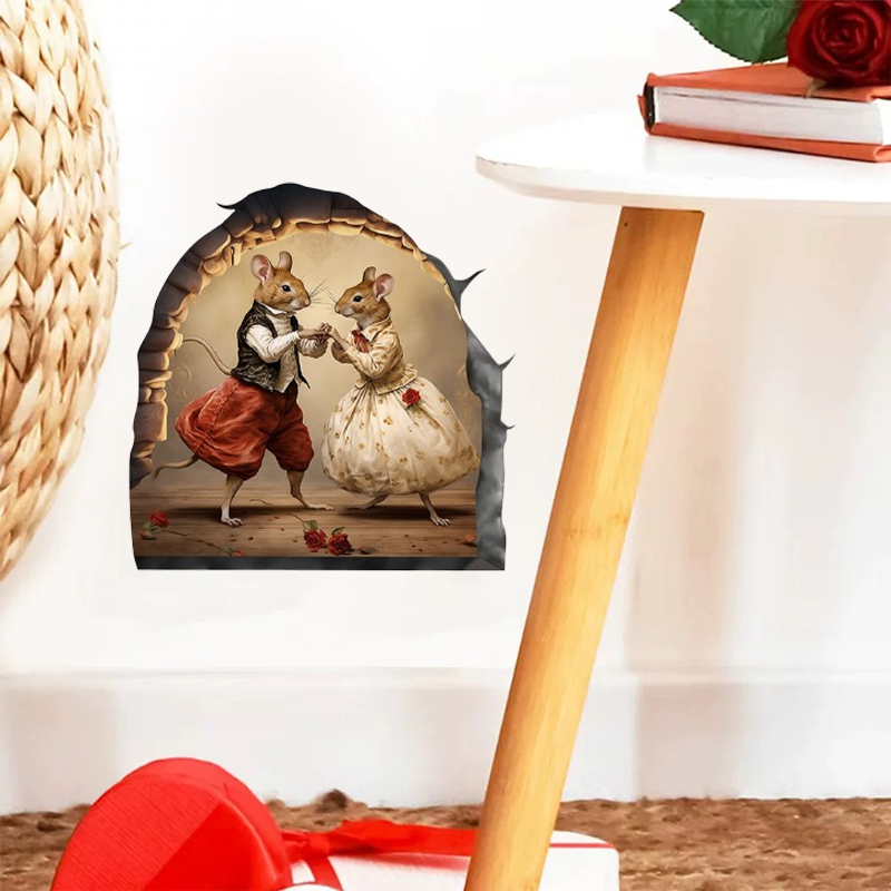 🎁Buy 8 Get 8 Free🐭 Cute Cartoon Mouse Hole Wall Stickers