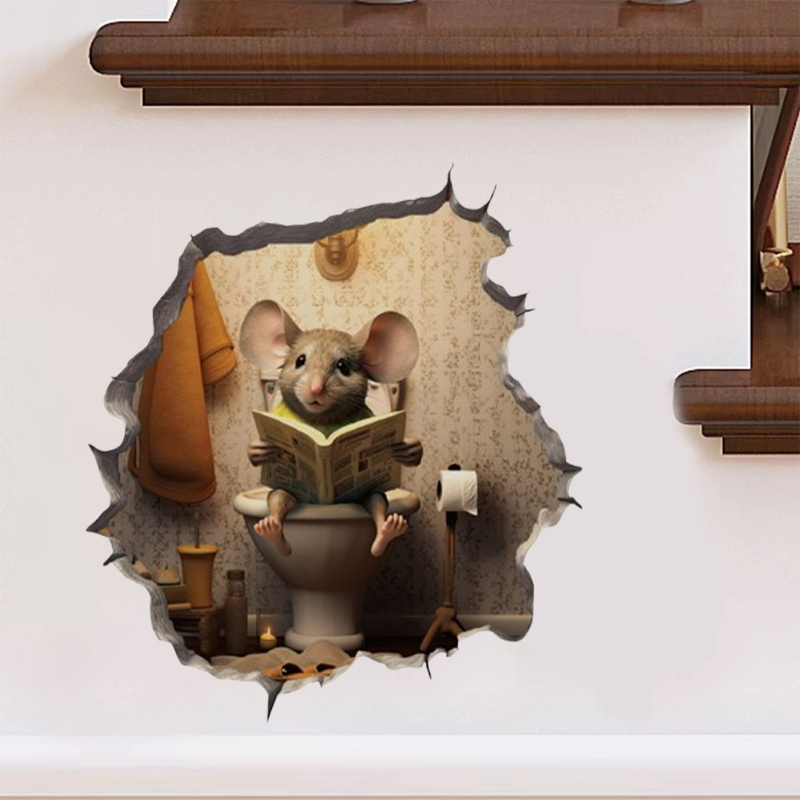 🎁Buy 8 Get 8 Free🐭 Cute Cartoon Mouse Hole Wall Stickers