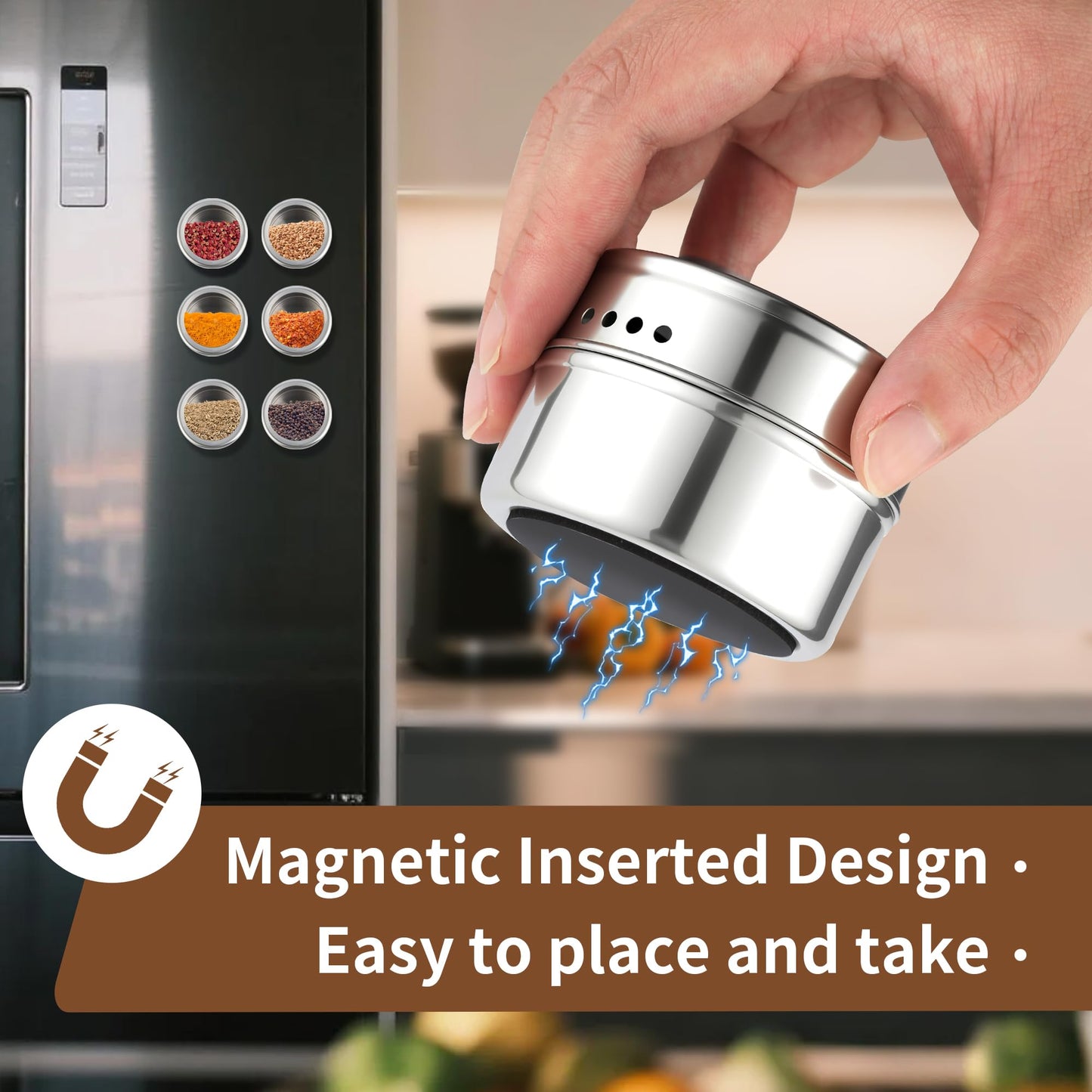 Stainless Steel Magnetic Spice Jars