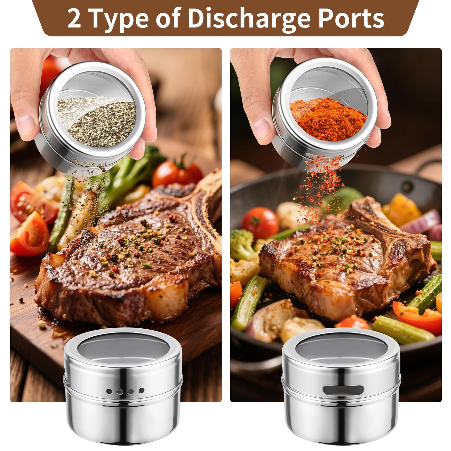 Stainless Steel Magnetic Spice Jars