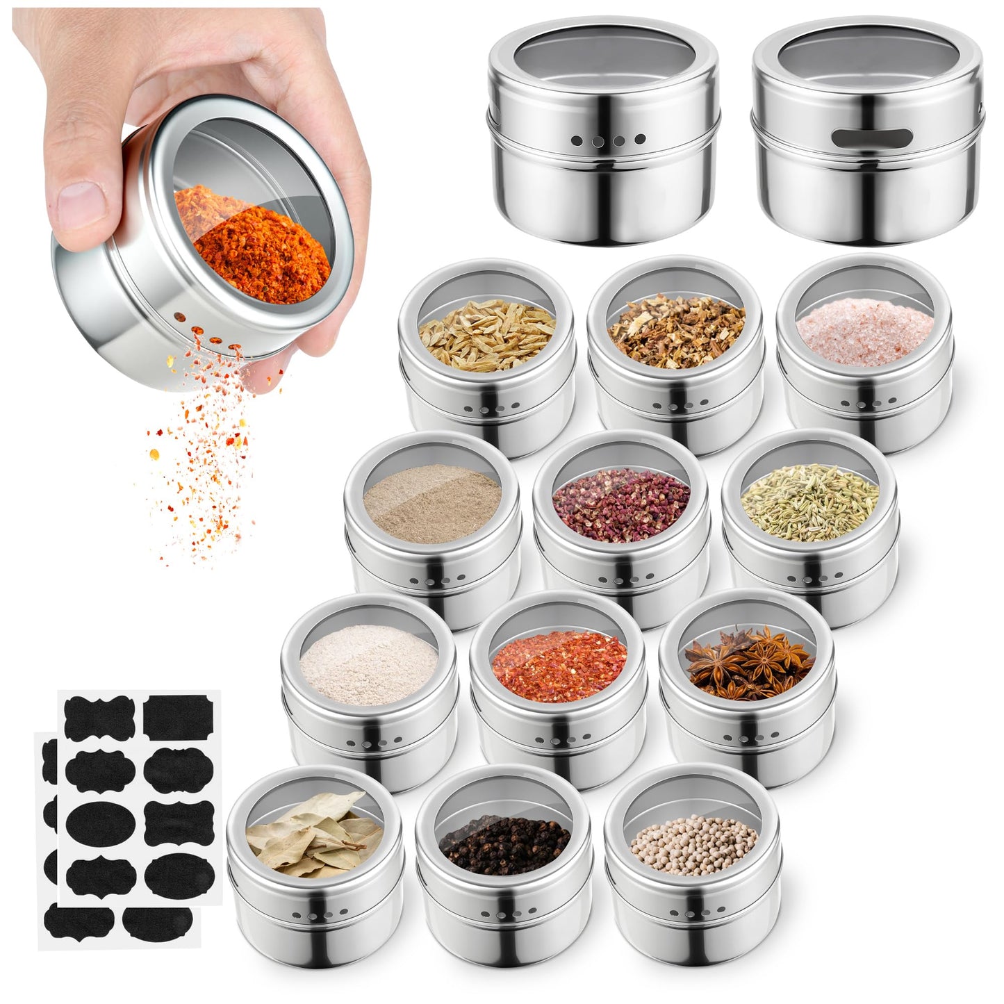 Stainless Steel Magnetic Spice Jars