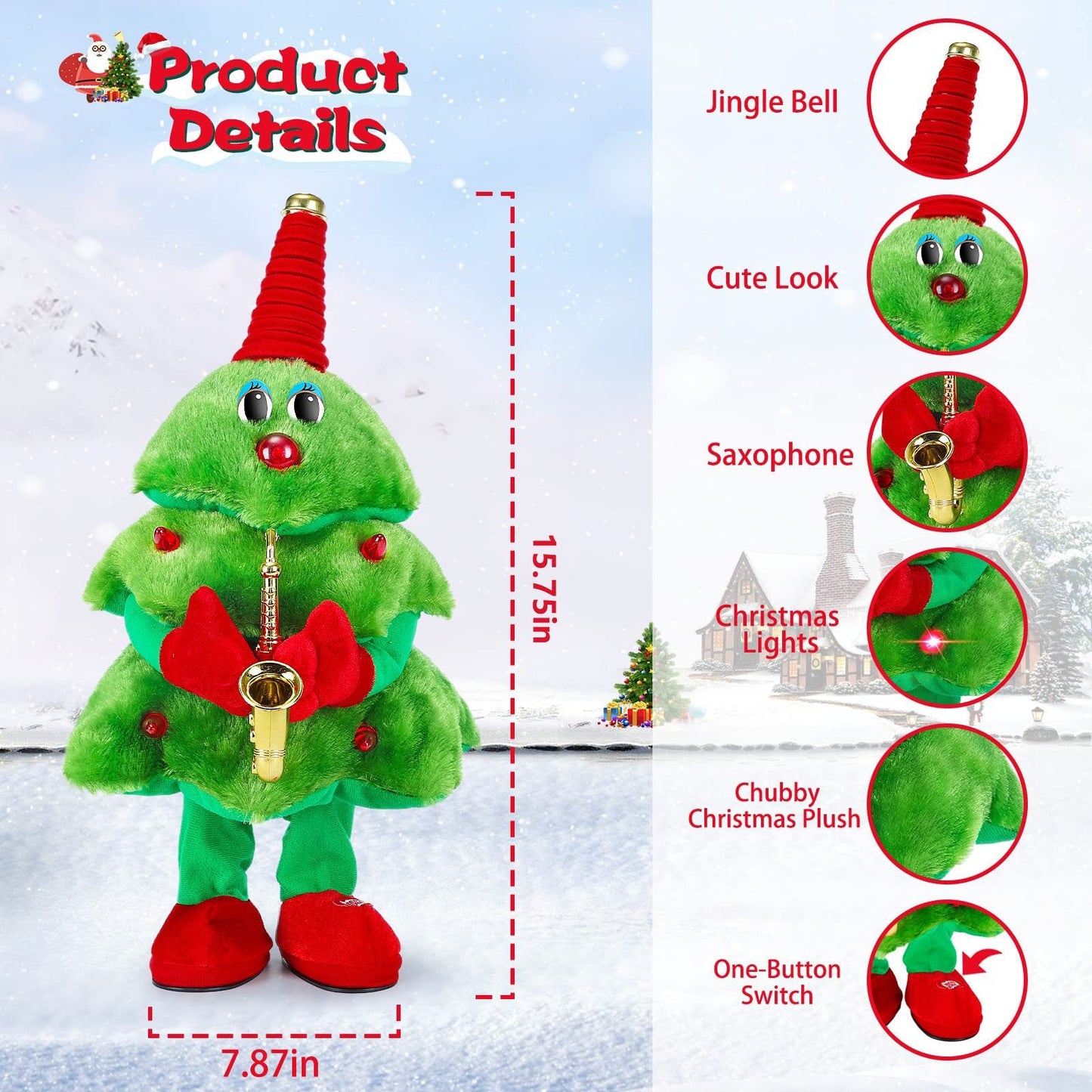 🎅Singing & Dancing Christmas Tree Plush Toy with Lights