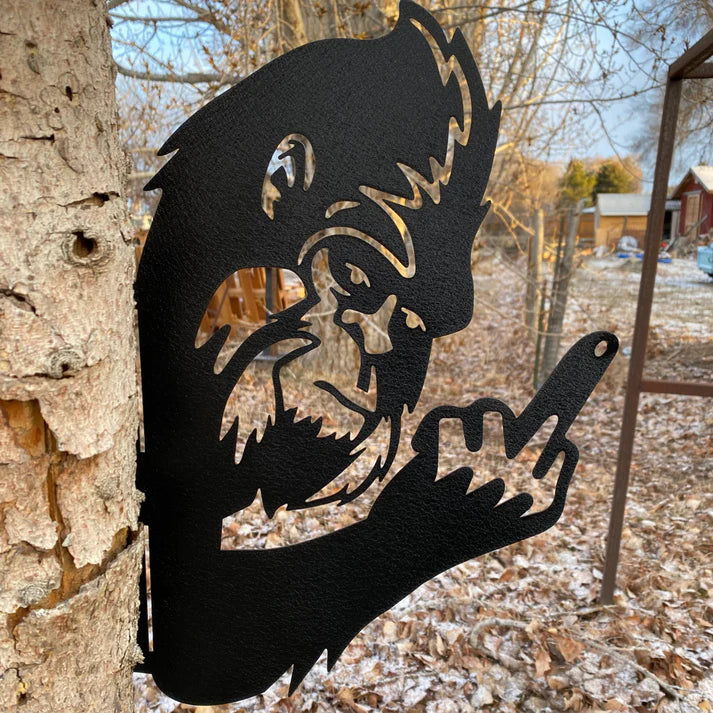 Bigfoot Flipping the Bird Metal Art – Sasquatch Decor