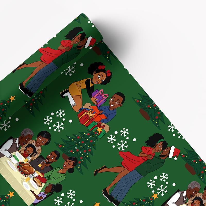 🎄Christmas Sales 49% OFF🎅🏾🤶🏾Black Santa Wrapping paper