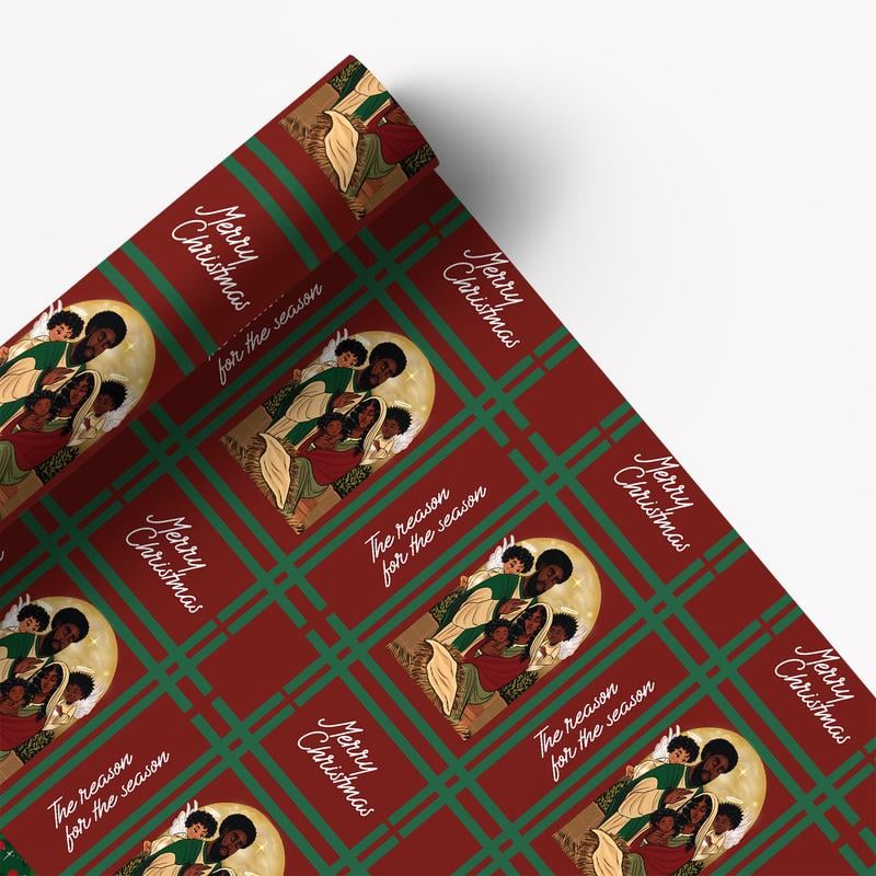 🎄Christmas Sales 49% OFF🎅🏾🤶🏾Black Santa Wrapping paper